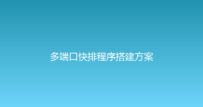 多端口快排程序搭建方案 封面图
