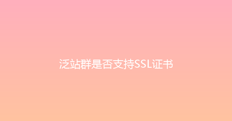 泛站群是否支持SSL证书 封面图