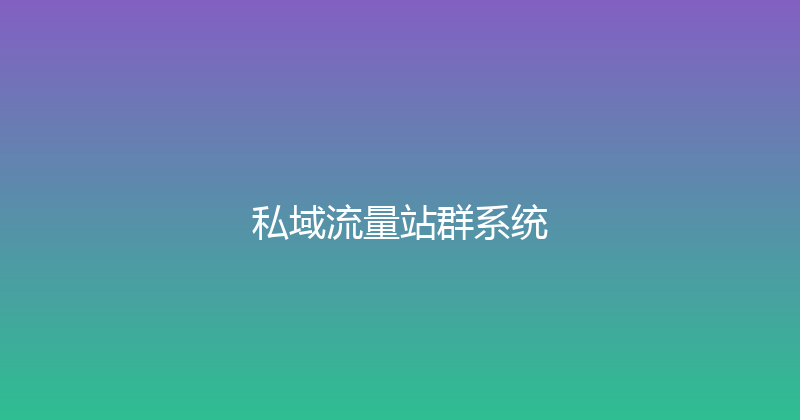 私域流量站群系统 封面图