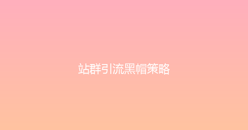站群引流黑帽策略 封面图