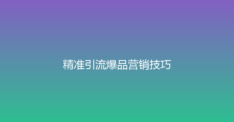 精准引流爆品营销技巧 封面图