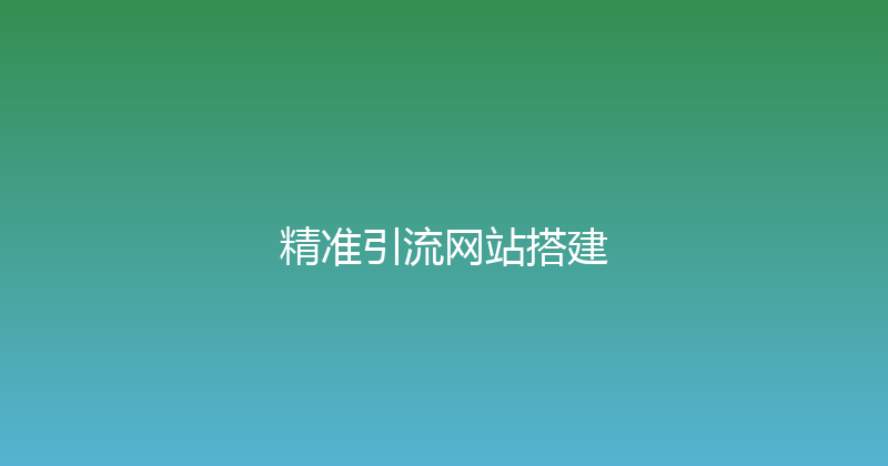 精准引流网站搭建 封面图