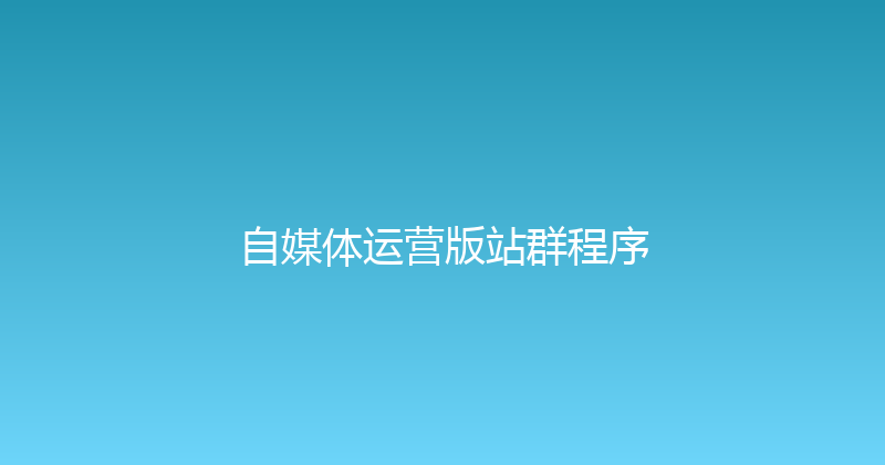 自媒体运营版站群程序 封面图