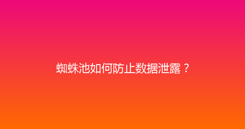 蜘蛛池如何防止数据泄露？ 封面图