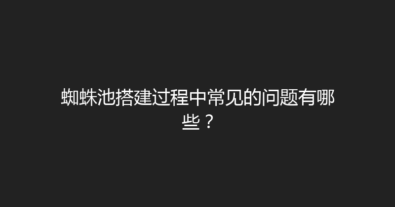 蜘蛛池搭建过程中常见的问题有哪些？ 封面图